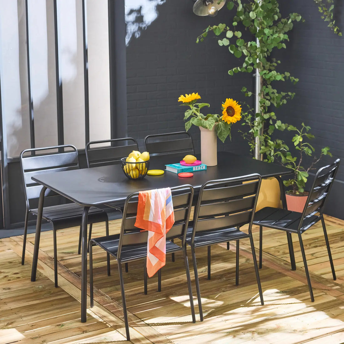 Table de jardin en métal avec 6 chaises Monceau