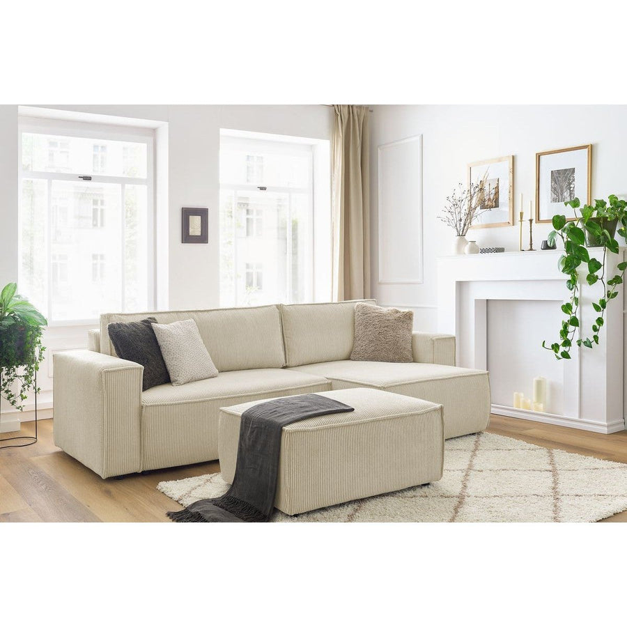 Convertible d'angle avec pouf Nihad - Bobochic