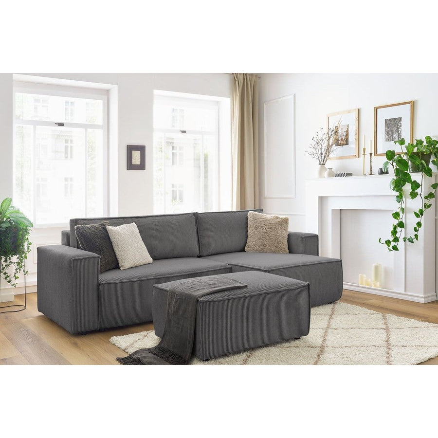 Convertible d'angle avec pouf Nihad - Bobochic