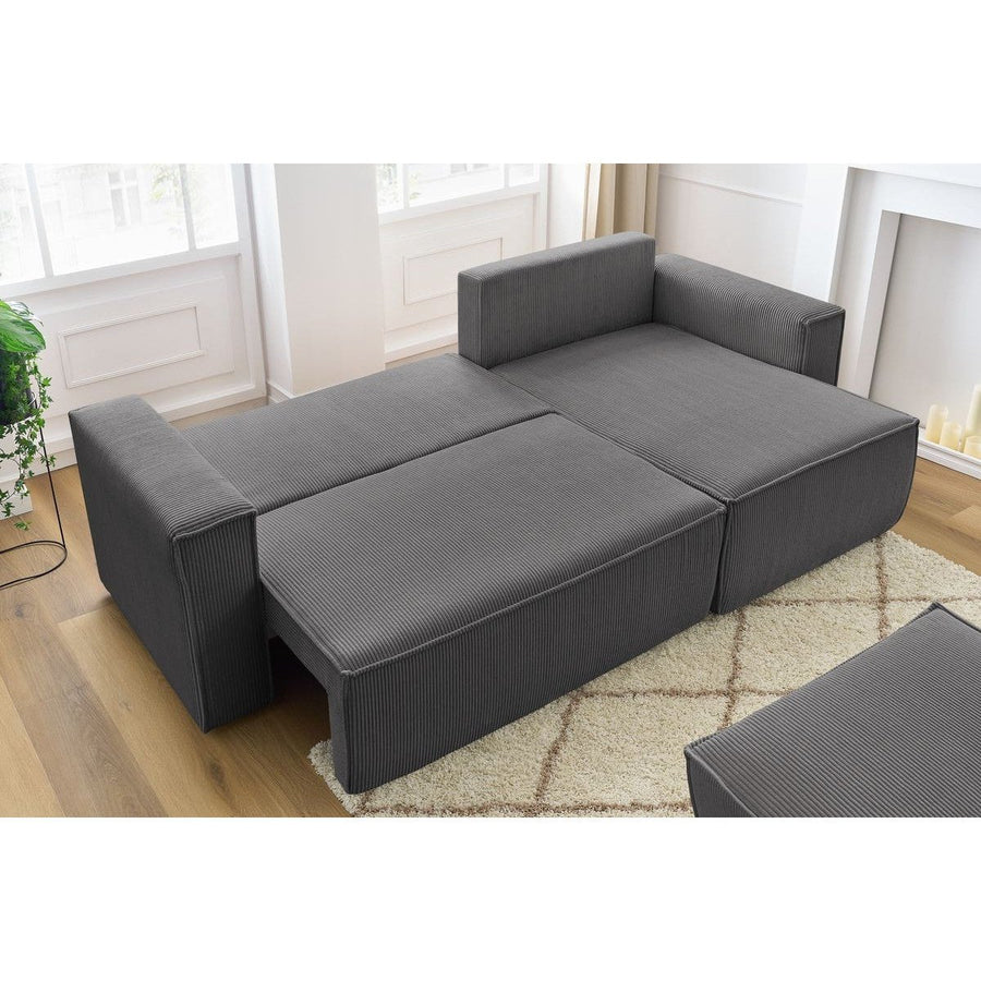 Convertible d'angle avec pouf Nihad - Bobochic