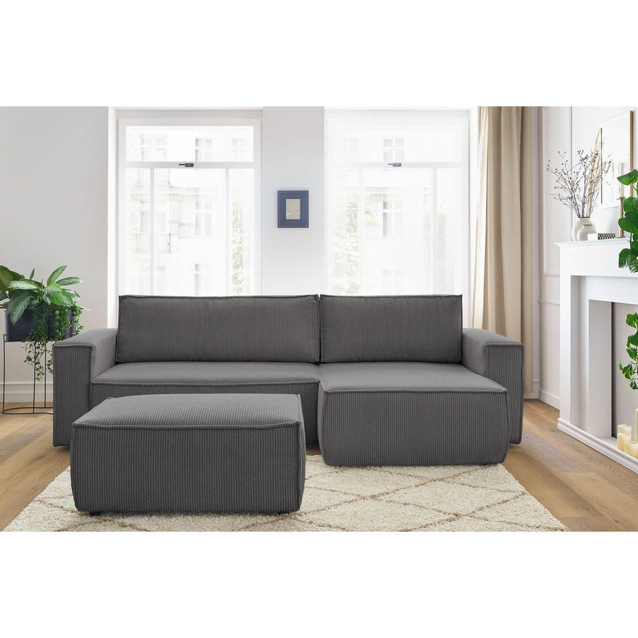 Convertible d'angle avec pouf Nihad - Bobochic