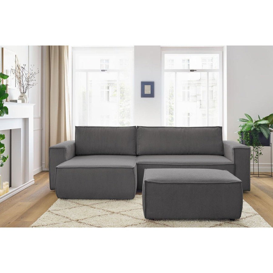 Convertible d'angle avec pouf Nihad - Bobochic