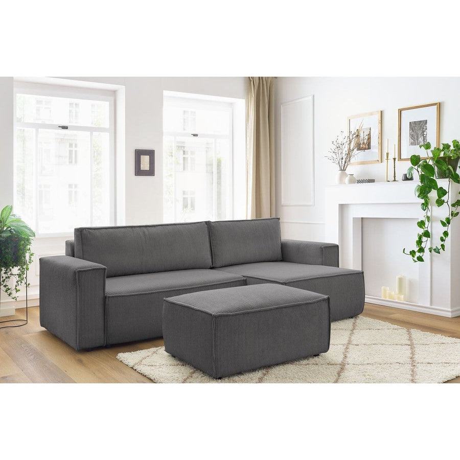 Convertible d'angle avec pouf Nihad - Bobochic