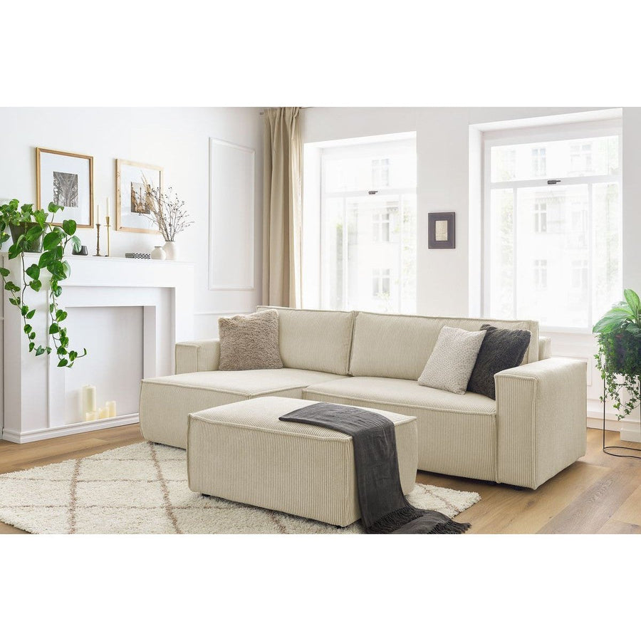 Convertible d'angle avec pouf Nihad - Bobochic