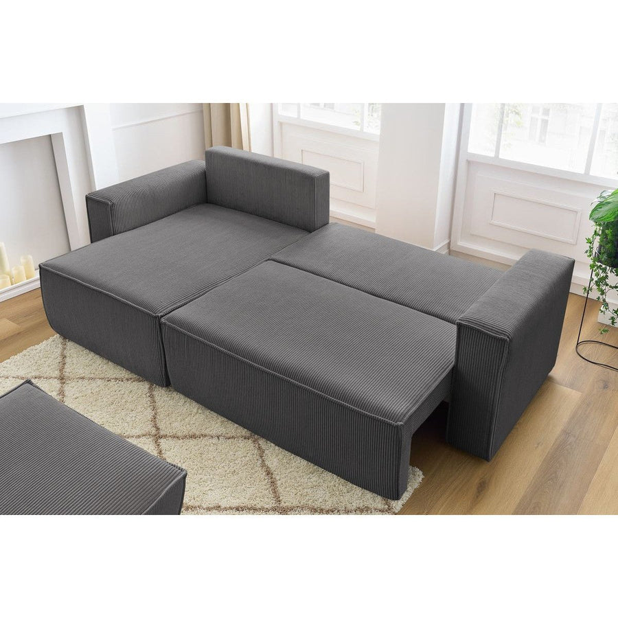 Convertible d'angle avec pouf Nihad - Bobochic