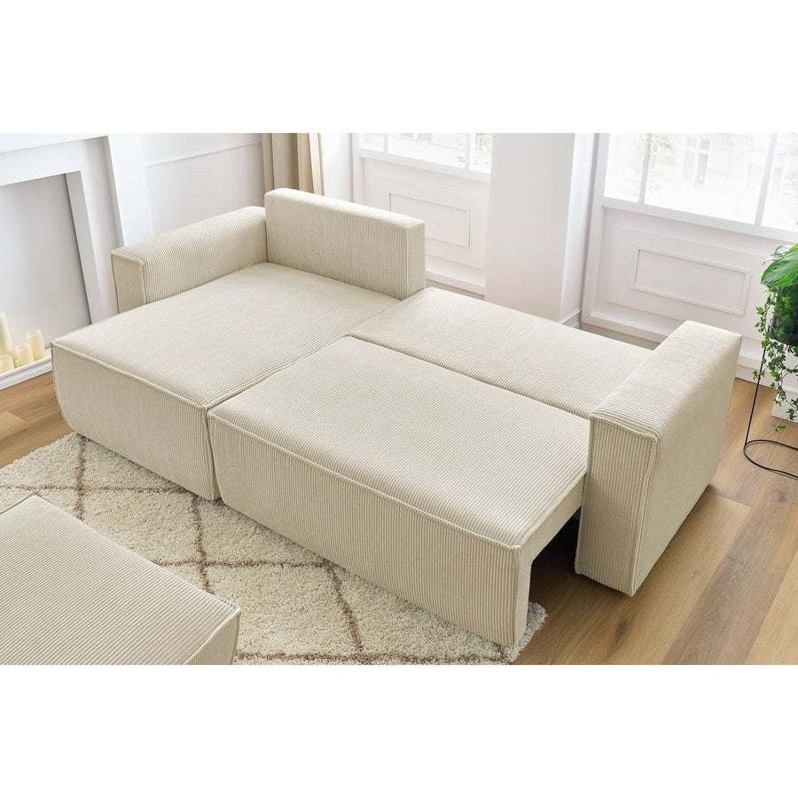 Convertible d'angle avec pouf Nihad - Bobochic